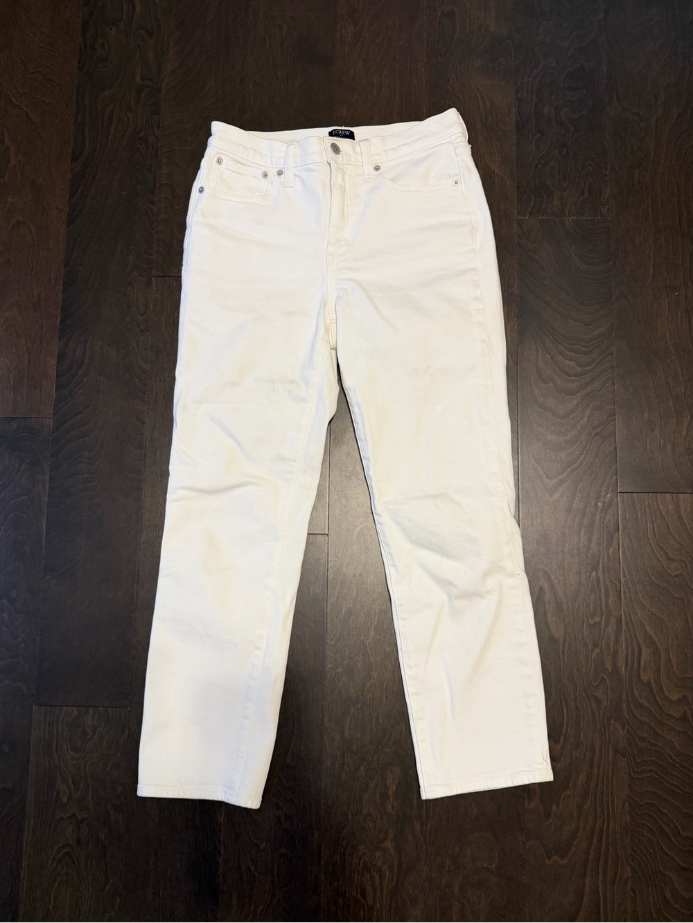 J. Crew Factory White Straight-Leg Jeans